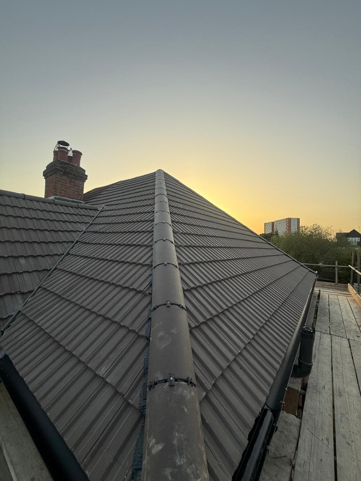 Tile Roof with Chimney